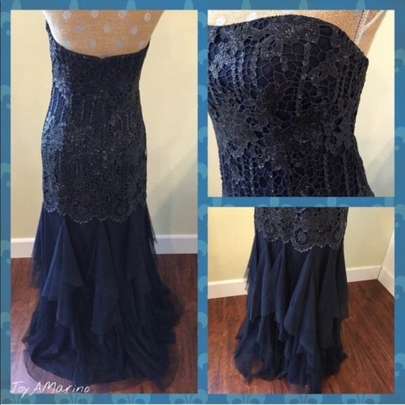 Aiden MATTOX Blue Strapless Formal Dress - Picture 2 of 4